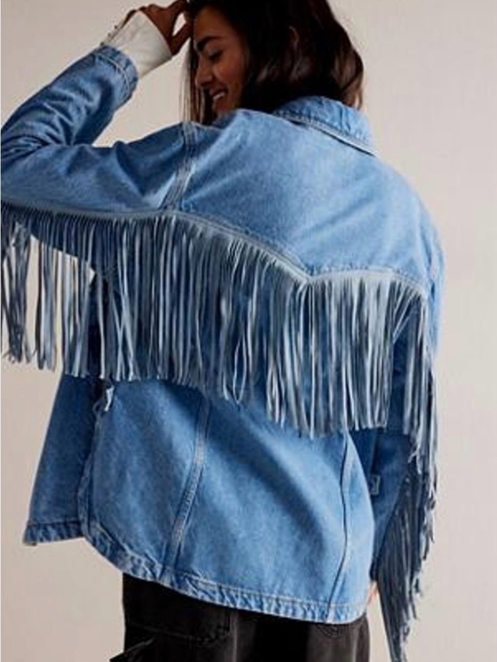We The Free Denim Fringe Out Jacket - Picture 2 of 4